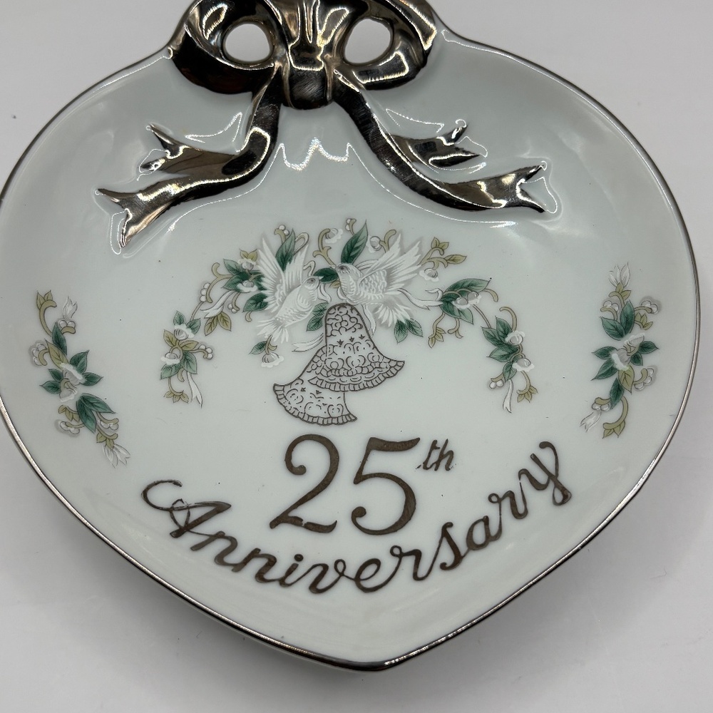 Happy 25th Anniversary Trinket Dish Lefton Japan 2101